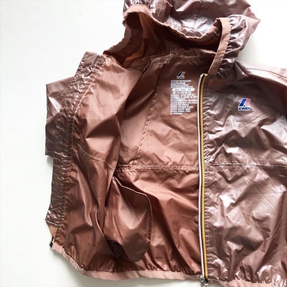 Kway Kids Klassic  iridescent bronze hooded Windbreaker jacket  4Y - Picture 4 of 7